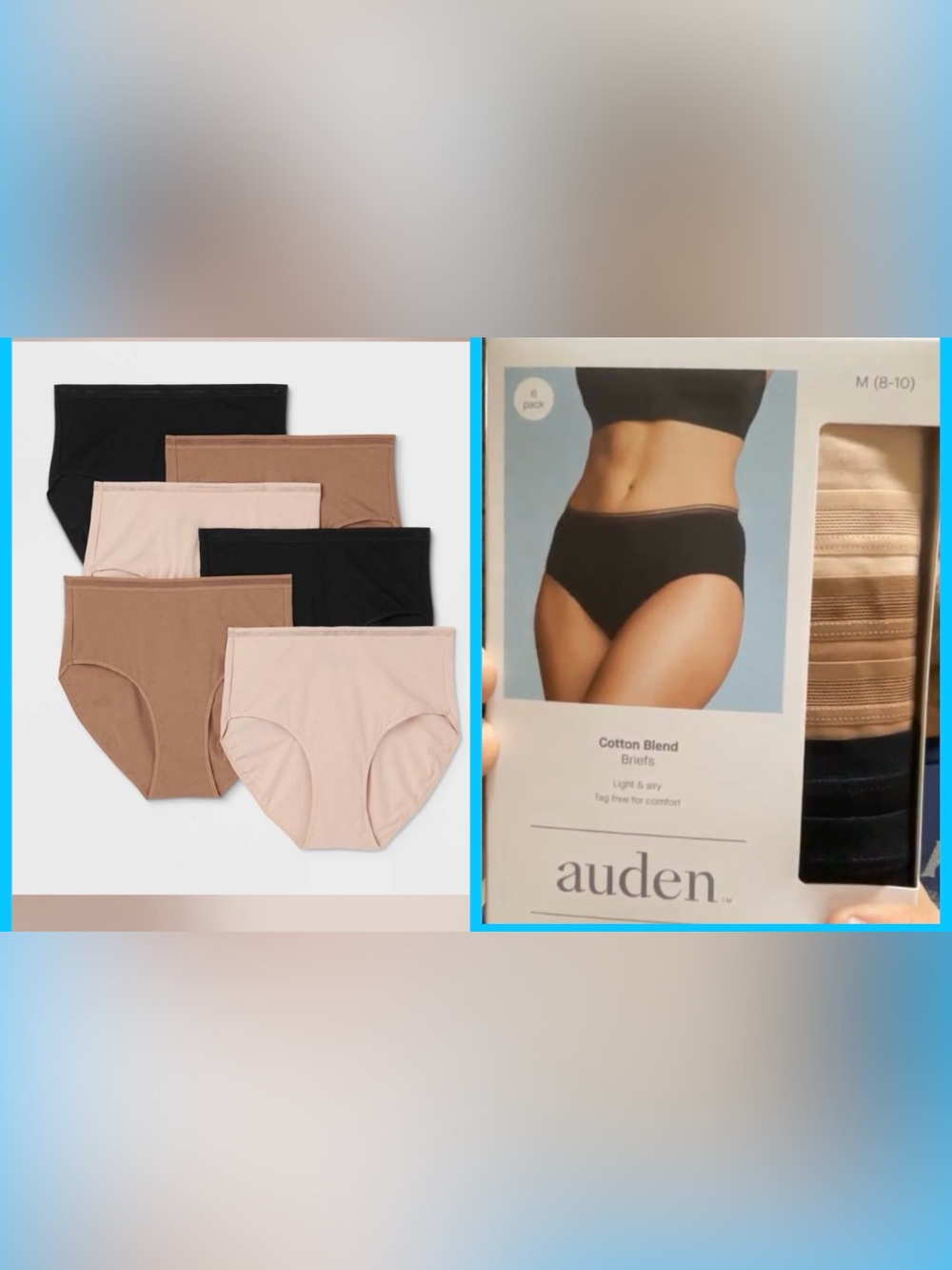 Auden™ Women's 6-pack of cotton stretch briefs features a high-rise fit.